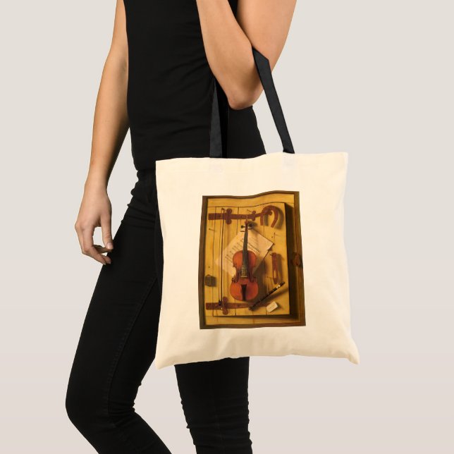 Still Life Violin and Music by William Harnett Tote Bag (Front (Product))