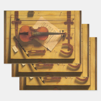 Still Life Violin and Music by William Harnett Wrapping Paper Sheet