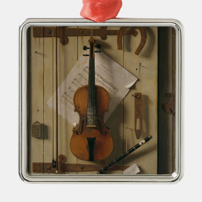 Still Life, Violin and Music Metal Tree Decoration (Front)