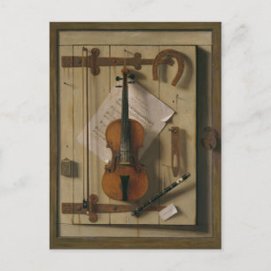 Still Life, Violin and Music Postcard