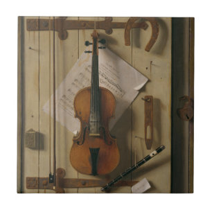 Still Life, Violin and Music Tile