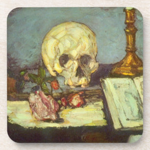 Still Life w Skull, Candle, Book By Paul Cezanne Coaster