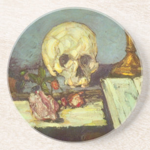 Still Life w Skull, Candle, Book By Paul Cezanne Coaster