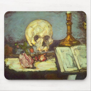 Still Life w Skull, Candle, Book By Paul Cezanne Mouse Mat