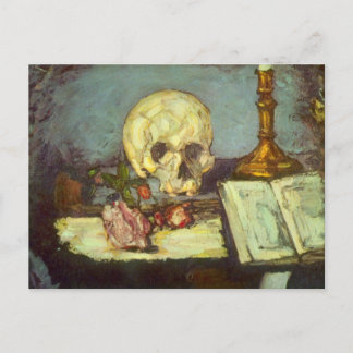 Still Life w Skull, Candle, Book By Paul Cezanne Postcard