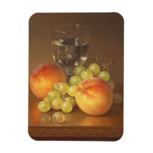 Still Life, Wineglass, Two Peaches, Fruit and Wine Magnet