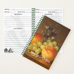 Still Life, Wineglass, Two Peaches, Fruit and Wine Notebook