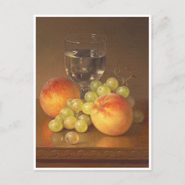 Still Life, Wineglass, Two Peaches, Fruit and Wine Postcard (Front)