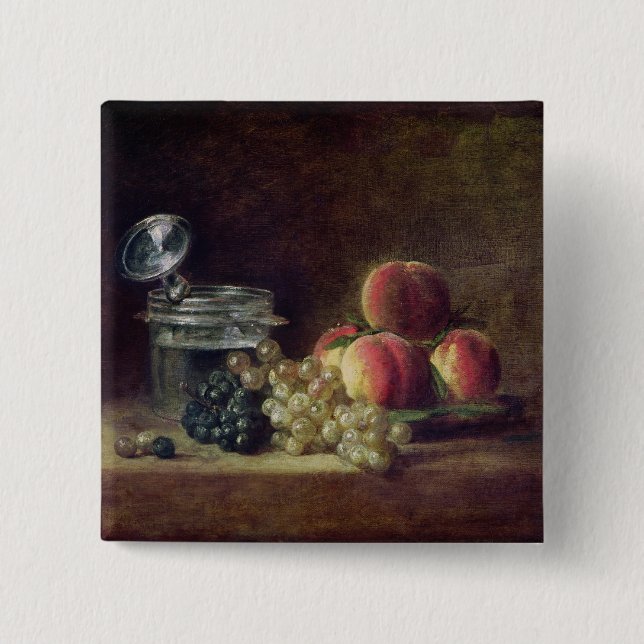 Still Life with a Basket of Peaches 15 Cm Square Badge (Front)