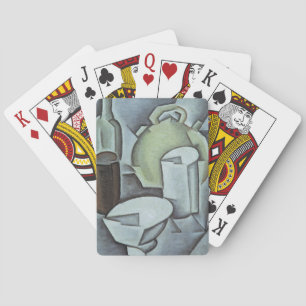 Still Life with a Bottle of Wine and an Earthenwar Playing Cards