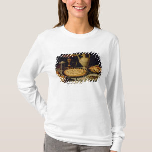 Still life with a tart,chicken, bread and olives T-Shirt