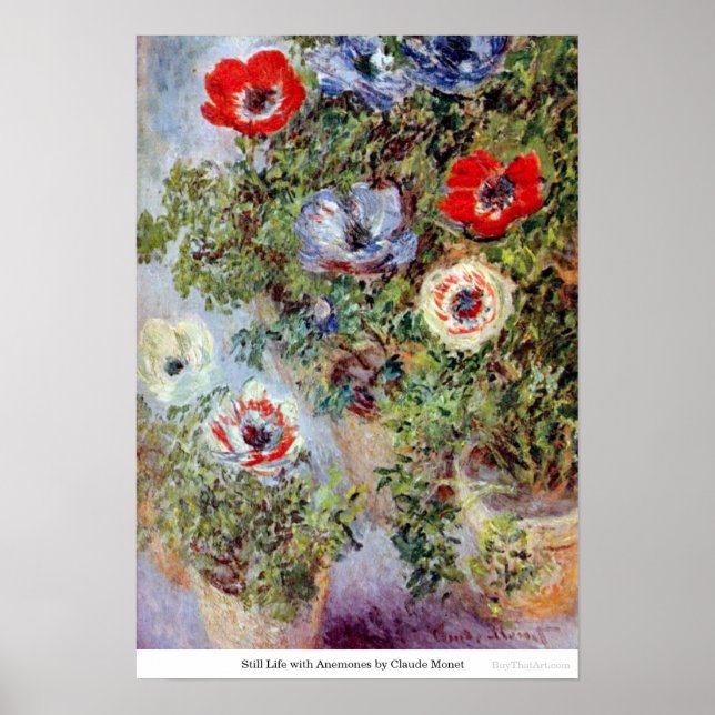 Still Life with Anemones by Claude Monet Poster (Front)