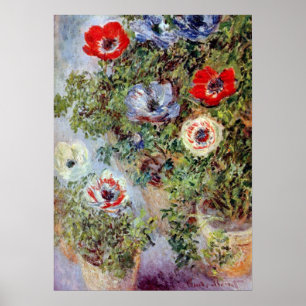 Still Life with Anemones by Claude Monet Poster