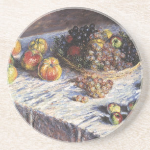 Still Life with Apples and Grapes by Claude Monet Coaster