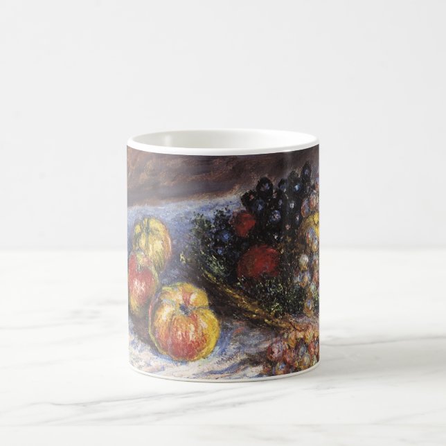 Still Life with Apples and Grapes by Claude Monet Coffee Mug (Center)