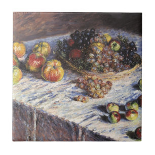 Still Life with Apples and Grapes by Claude Monet Tile