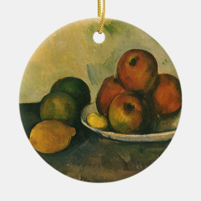 Still Life with Apples by Paul Cezanne Ceramic Tree Decoration (Front)