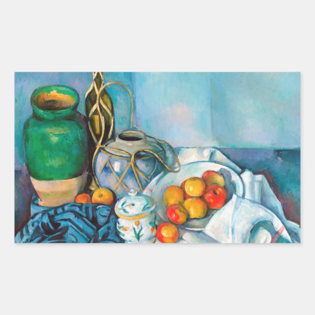 Still Life with Apples  Paul Cézanne painting food Rectangular Sticker (Front)