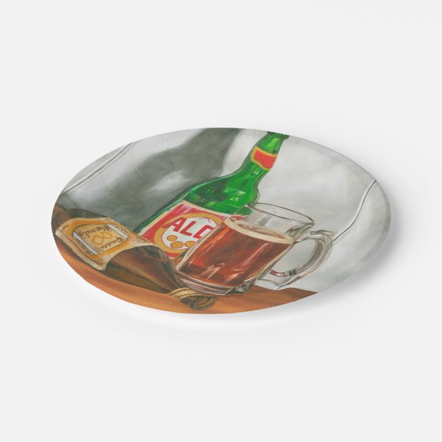 Still Life with Beer by Jennifer Goldberger Paper Plate (Angled)
