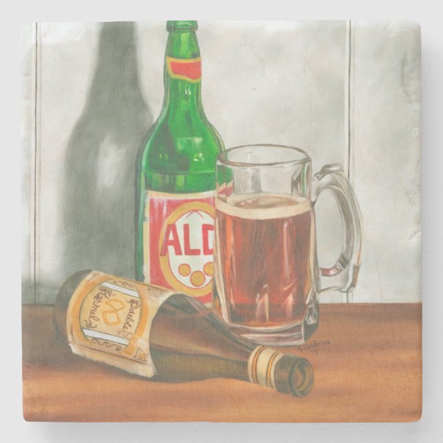 Still Life with Beer by Jennifer Goldberger Stone Coaster (Front)