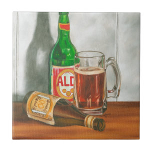 Still Life with Beer by Jennifer Goldberger Tile