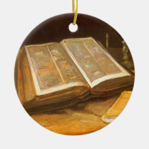 Still Life with Bible by Vincent van Gogh Ceramic Tree Decoration