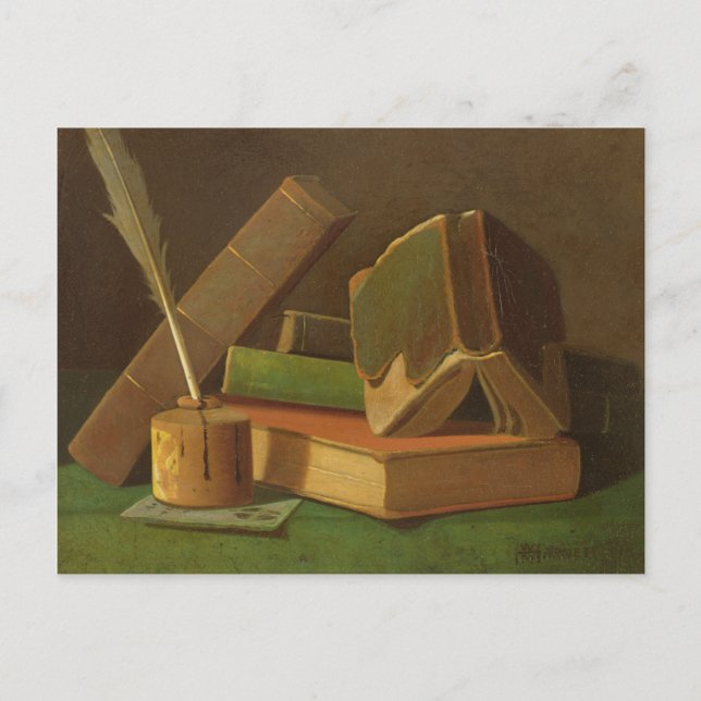 Still life with books and ink well postcard (Front)