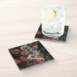 Still Life with Bouquet of Flowers Johan Johnsen Glass Coaster