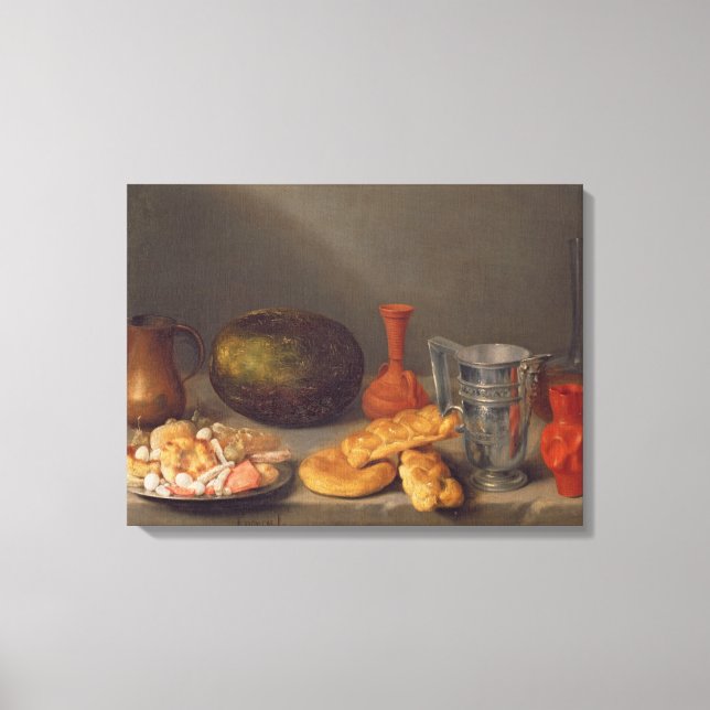 Still life with bread, 1648 canvas print (Front)