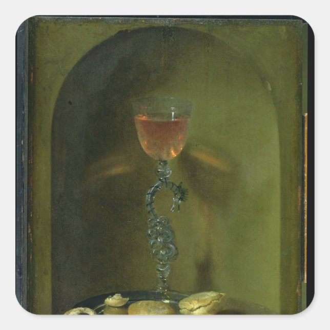 Still Life with Bread and Wine Glass Square Sticker (Front)