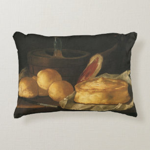Still Life with Bread Tart and Ham, Giuseppe Recco Decorative Cushion