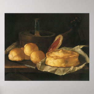 Still Life with Bread Tart and Ham, Giuseppe Recco Poster