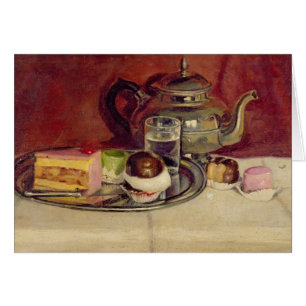 Still Life with Cakes and a Silver Teapot (oil on