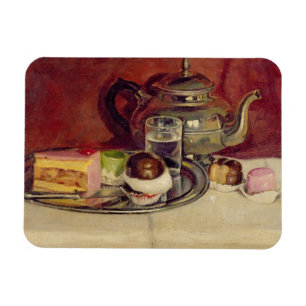 Still Life with Cakes and a Silver Teapot (oil on Magnet