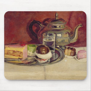 Still Life with Cakes and a Silver Teapot (oil on Mouse Mat