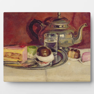 Still Life with Cakes and a Silver Teapot (oil on Plaque
