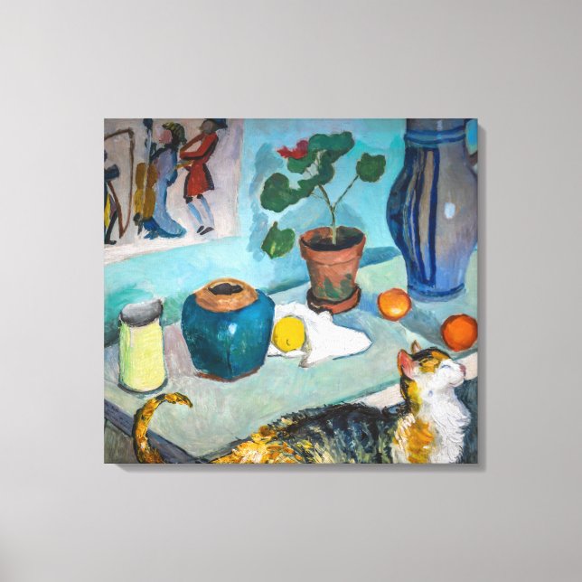 Still Life with Cat | Auguste Macke | Canvas Print (Front)