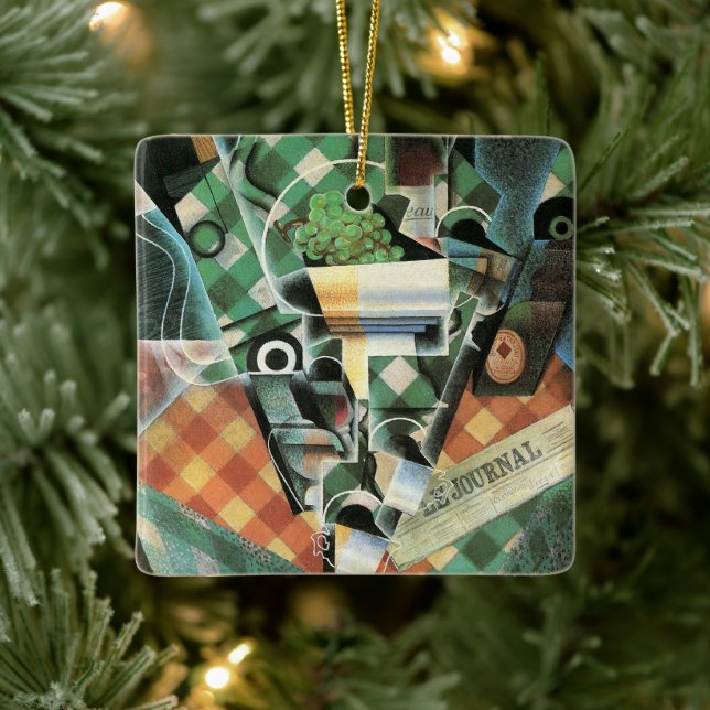 Still Life with Checked Tablecloth by Juan Gris Ceramic Ornament (Tree)