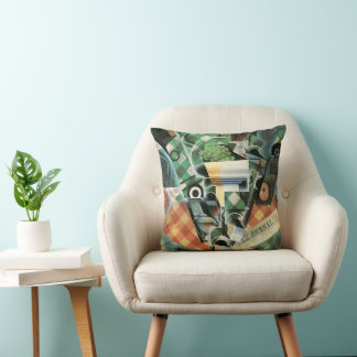 Still Life with Checked Tablecloth by Juan Gris Cushion
