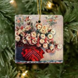 Still life with Chrysanthemums by Claude Monet Ceramic Ornament