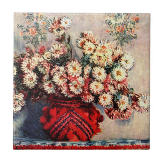 Still life with Chrysanthemums by Claude Monet Tile
