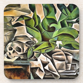 Still life with Cranium Geometric Vanitas Art Coaster