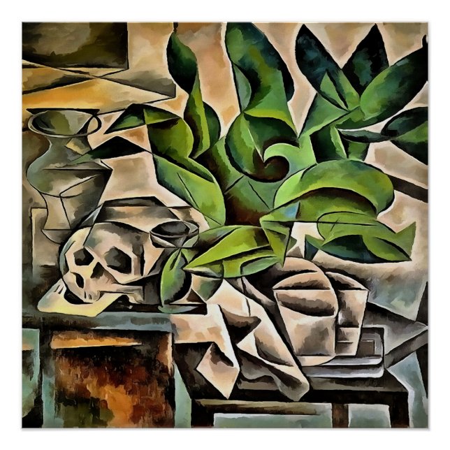 Still life with Cranium Geometric Vanitas Art Poster (Front)