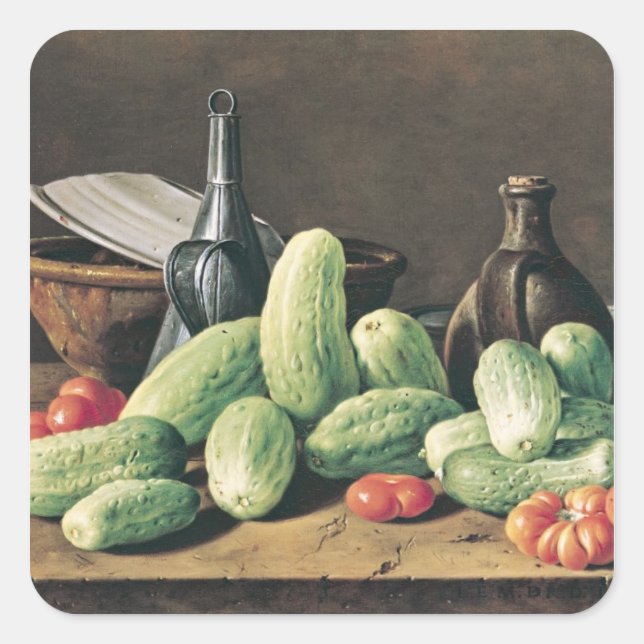 Still Life with Cucumbers and Tomatoes Square Sticker (Front)