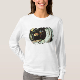 Still life with dead birds, fruit and T-Shirt