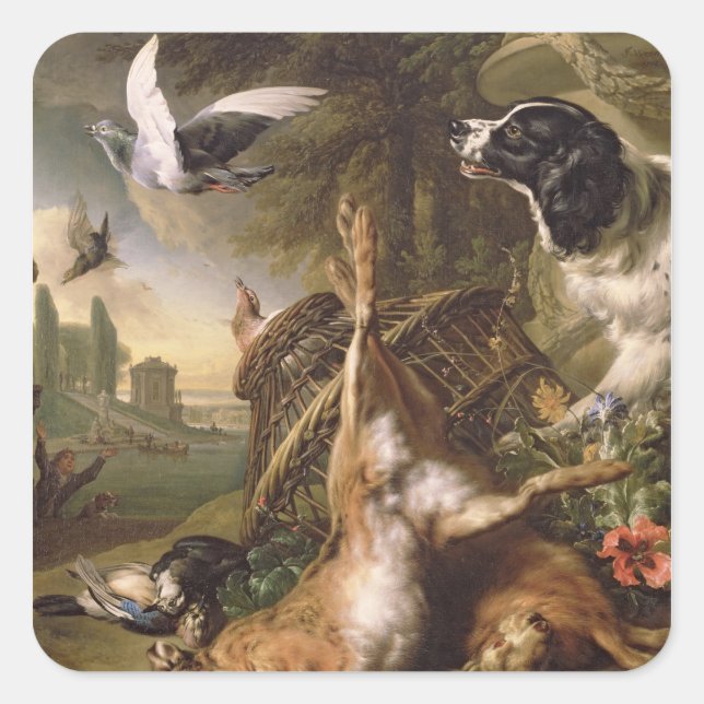 Still Life with Dead Game and Hares Square Sticker (Front)