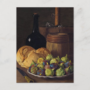 Still Life with Figs and Bread  by Luis Melendez Holiday Postcard