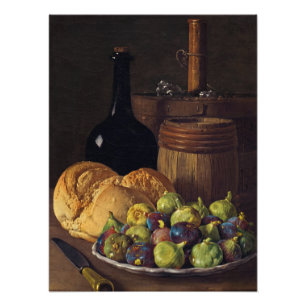 Still Life with Figs and Bread  by Luis Melendez Photo Print