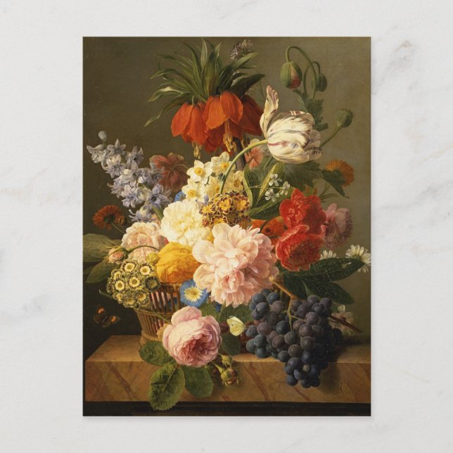 Still Life with Flowers and Fruit, 1827 Postcard (Front)