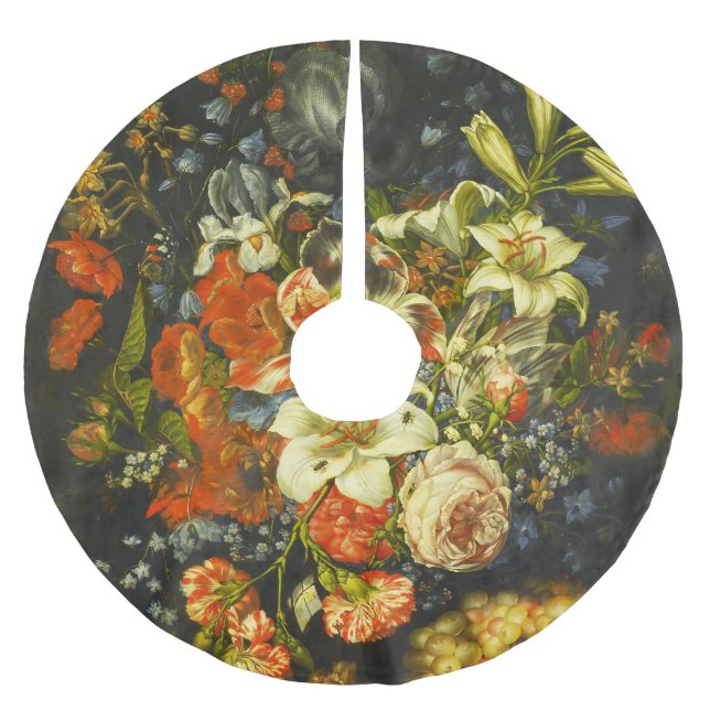 Still Life with Flowers and Fruit  Brushed Polyester Tree Skirt (Front)